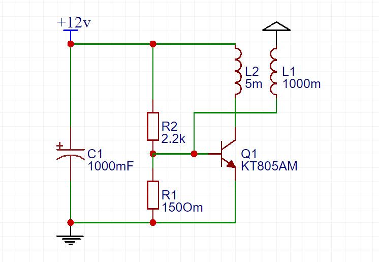 Схема Качера на биполярном транзисторе